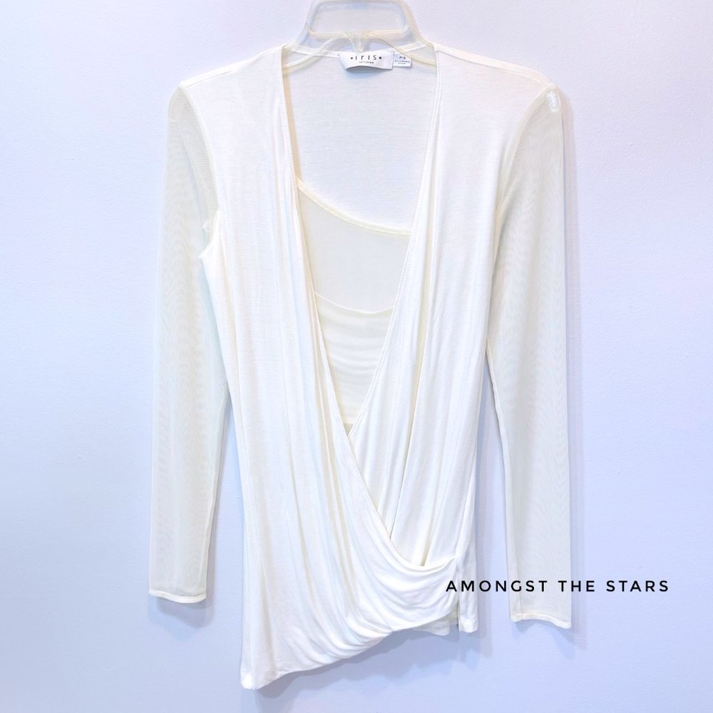 Iris Setlakwe Wrap Style Mesh Long Sleeve Top